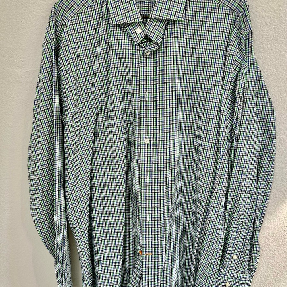 Thomas Dean Men's Checkered Shirt - Green and Blue